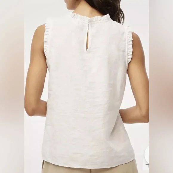 JCrew Chic White Ruffle Sleeveless Top - Picture 5 of 5
